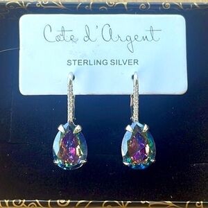 Brand New Cote d'Argent Sterling Silver Mystic Topaz Teardrop Gemstone Earrings